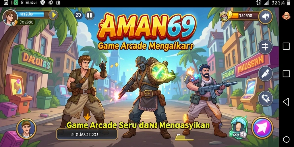 Screenshot gameplay AMAN69 menampilkan tantangan Arcade yang mengasyikan.