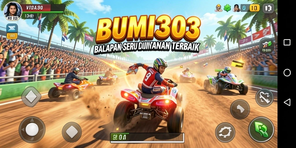 Tampilan gameplay Racing yang memukau dan mendebarkan.