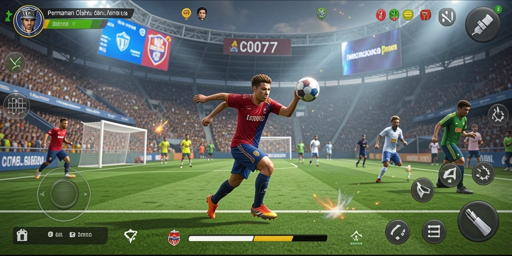 Tangkapan layar C0077 menampilkan aksi seru dalam pertandingan olahraga.