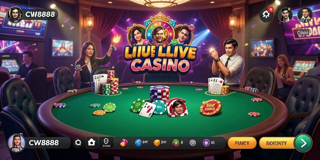 Gameplay Live Casino yang penuh aksi dan interaksi.