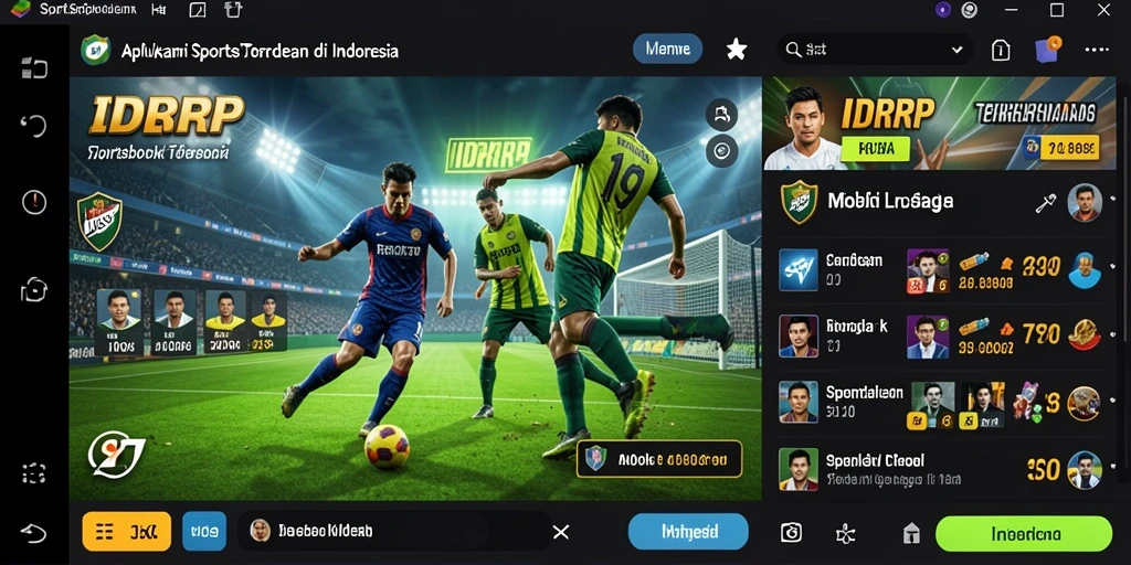 Tangkapan layar dari aplikasi IDRRP menampilkan tampilan sportsbook yang menarik.