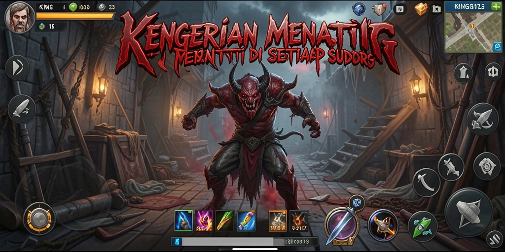 Screenshot mendebarkan dari gameplay KING123 dengan atmosfer Horror yang mencekam.