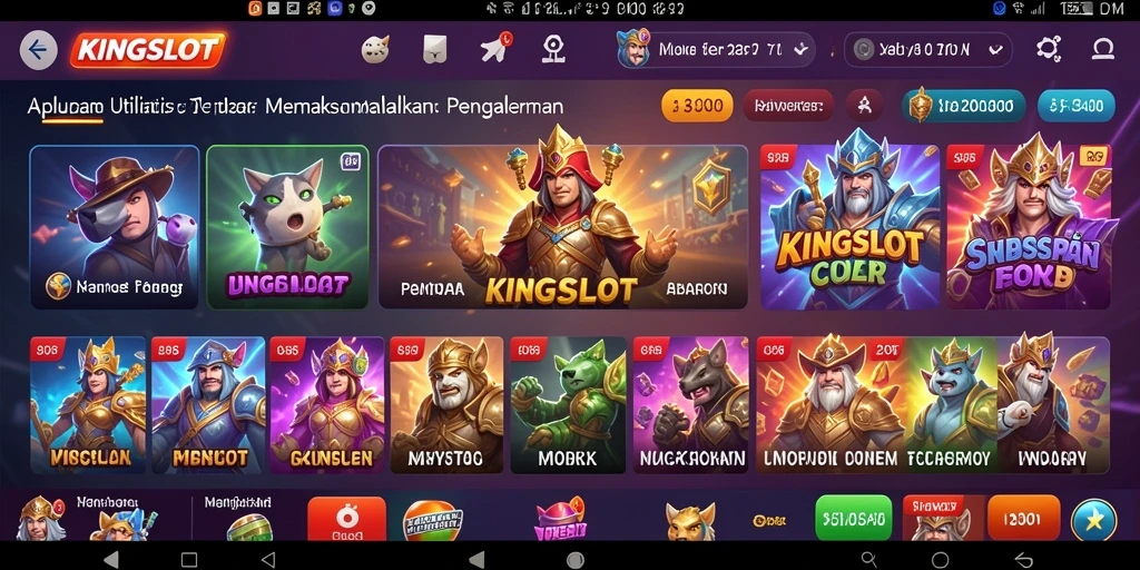 Tampilan utama KINGSLOT yang menampilkan berbagai fitur utilitas.