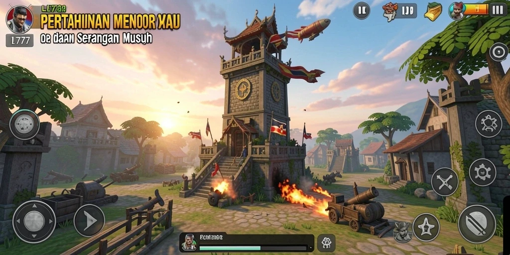 Tangkapan layar gameplay L777 yang menarik dan penuh aksi Tower Defense.