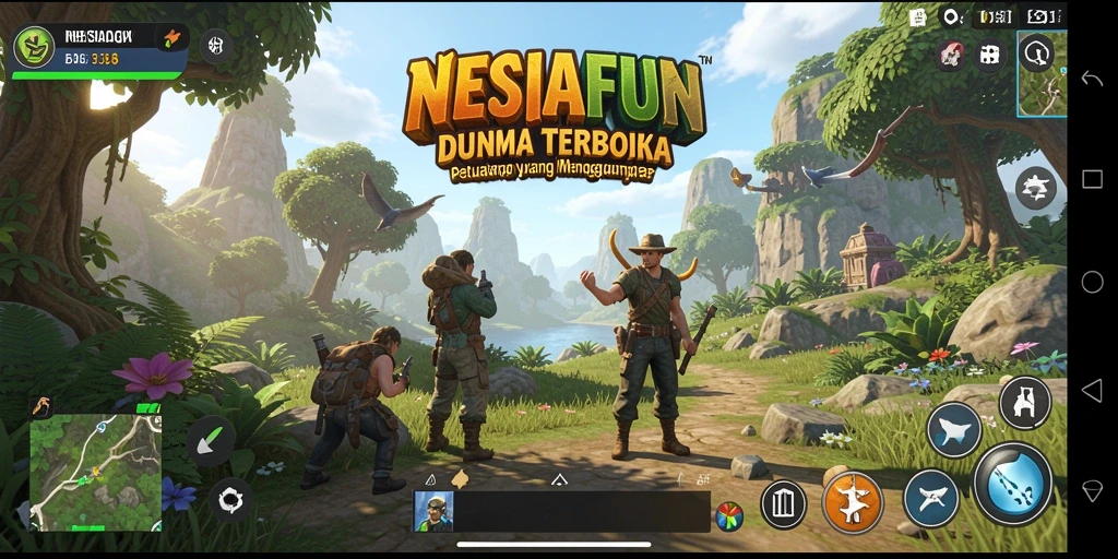 Screenshot gameplay yang menunjukkan keindahan dunia terbuka NESIAFUN.