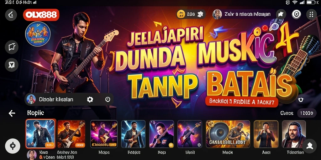 Tampilan gameplay OLX888 dengan berbagai fitur musik menarik.
