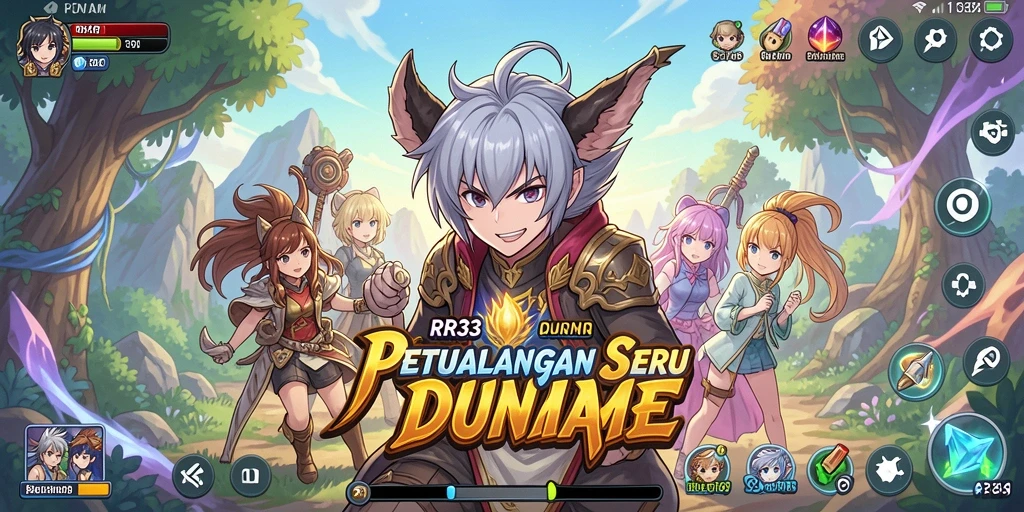 Screenshot utama RR33 menampilkan aksi seru dengan karakter anime.