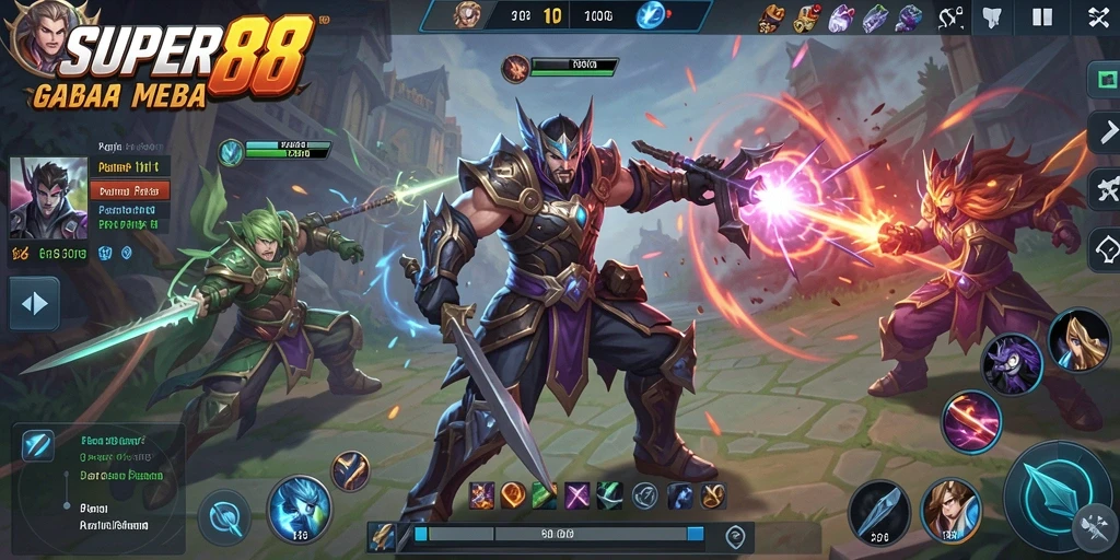 Tampilan seru gameplay MOBA di SUPER88.