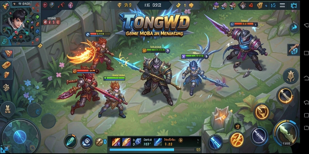 Gameplay seru dalam TONGWD MOBA dengan aksi bertempur yang intens.