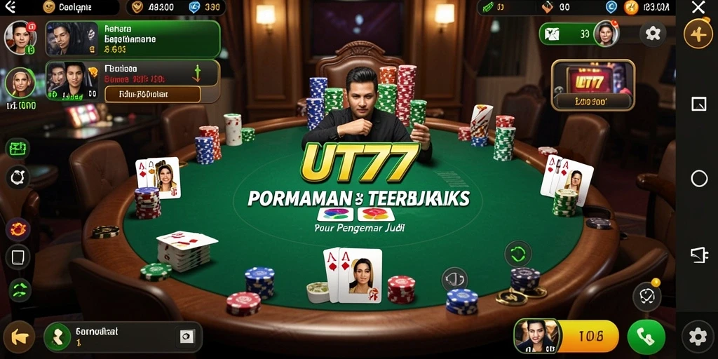 Tampilan screenshot UT77 yang menampilkan serunya gameplay Poker.